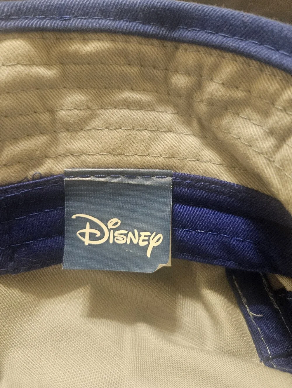 Authentic Disney Beige Bucket Hat with Navy Trim